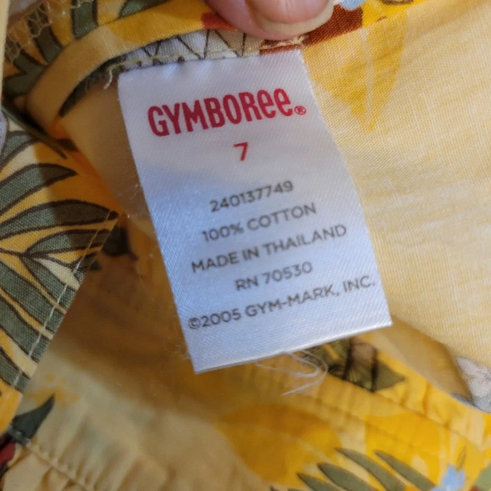 Vintage 2005 Gymboree Girls Size 7 Yellow Tropical Pineapple Hawaiian Top